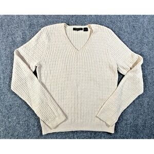 JEAN PIERRE Women  Knit Sweater Size‎ Medium petite Beige  Long Sleeve